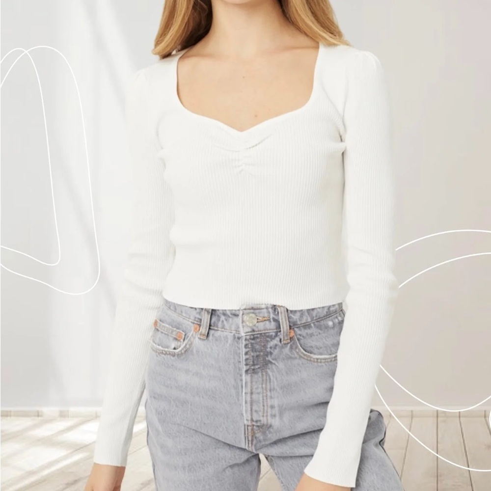 White Long Sleeve Crop Top